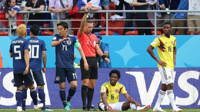 Kartu Merah Tercepat Kedua Piala Dunia di Laga Kolombia Vs Jepang