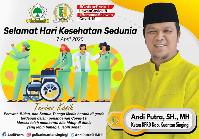 Sempena Hari Kesehatan Sedunia, Andi Putra Sampaikan Apresiasi pada Tenaga Kesehatan Kuansing