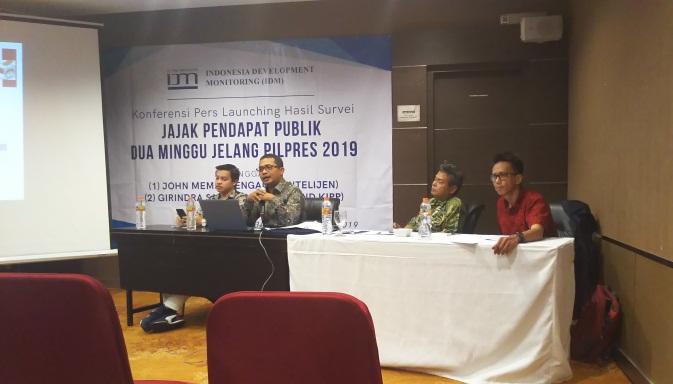 Survei IDM: Elektabilitas Prabowo-Sandi 57,6 Persen, Jokowi-Maruf 38,76 Persen