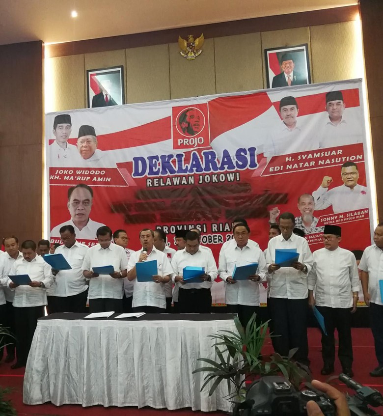 Dipimpin Syamsuar, Kepala Daerah se-Riau Deklarasikan Dukung Capres Jokowi-Ma'ruf