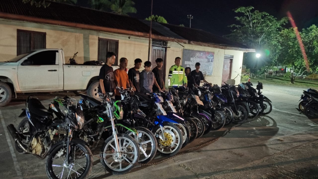 Polres Inhu Tertibkan Aksi Balap Liar, 15 Motor Diamankan