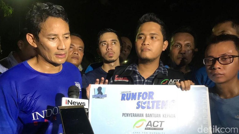 Sandiaga Ikut Aksi Galang Dana untuk Korban Bencana Sulteng