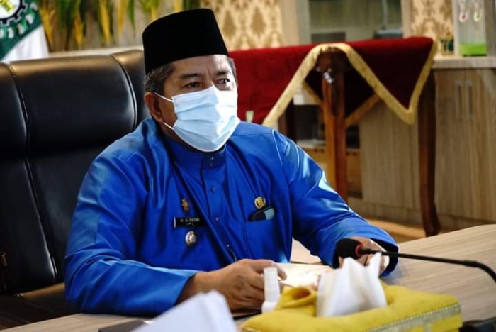 Bupati Alfedri Ikut Rakornas Penegakan Disiplin Prokes dan Penanganan Covid-19 di Daerah