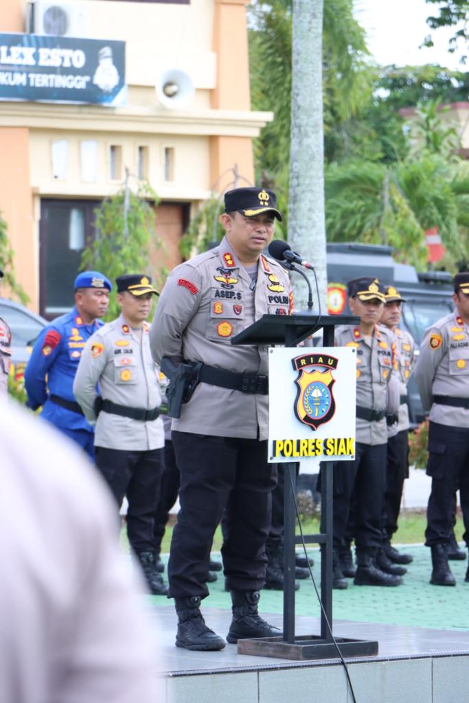 Kapolres Siak Pimpin Apel Pasukan Pengamanan Pilkampung, 470 Personel Disiagakan