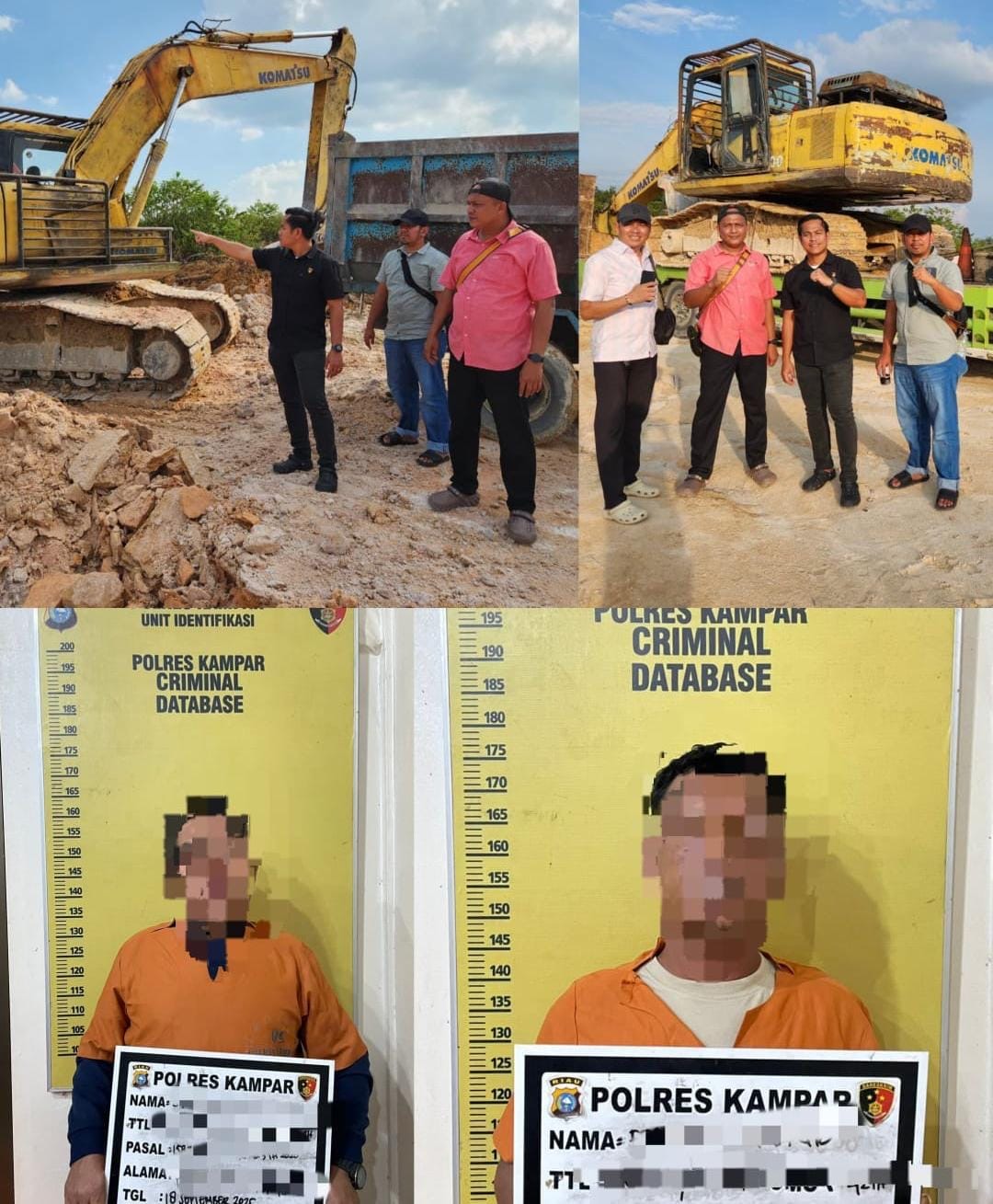 Gerebek Aktivitas Galian C di Tapung, Dua Pelaku dan Satu Ekskavator Diamankan