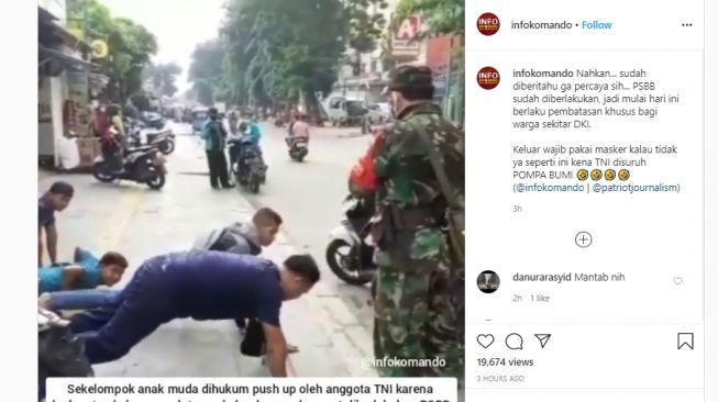 Video TNI Hukum Warga Tak Pakai Masker Keluar Rumah