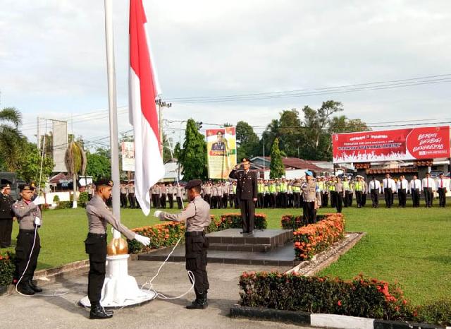 Pimpin Upacara Peringatan Hari Lahir Pancasila, Wakapolres Kampar Bacakan Sambutan Presiden RI