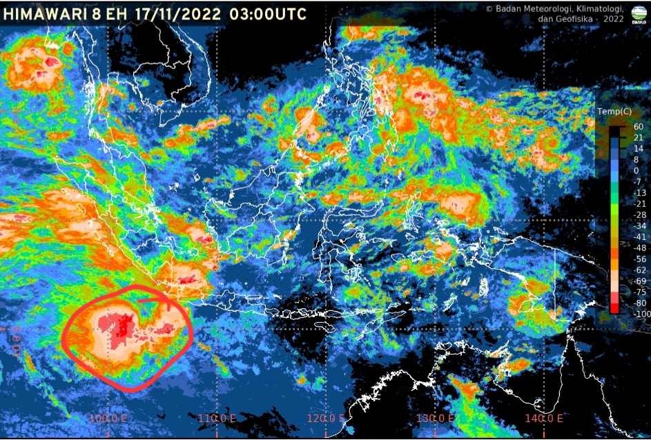 Dampak Bibit Siklon Tropis 94S, Riau Berpotensi Hujan Sedang hingga Lebat