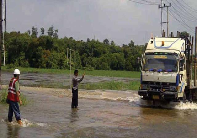 Banjir  di Pelalawan Mulai Surut