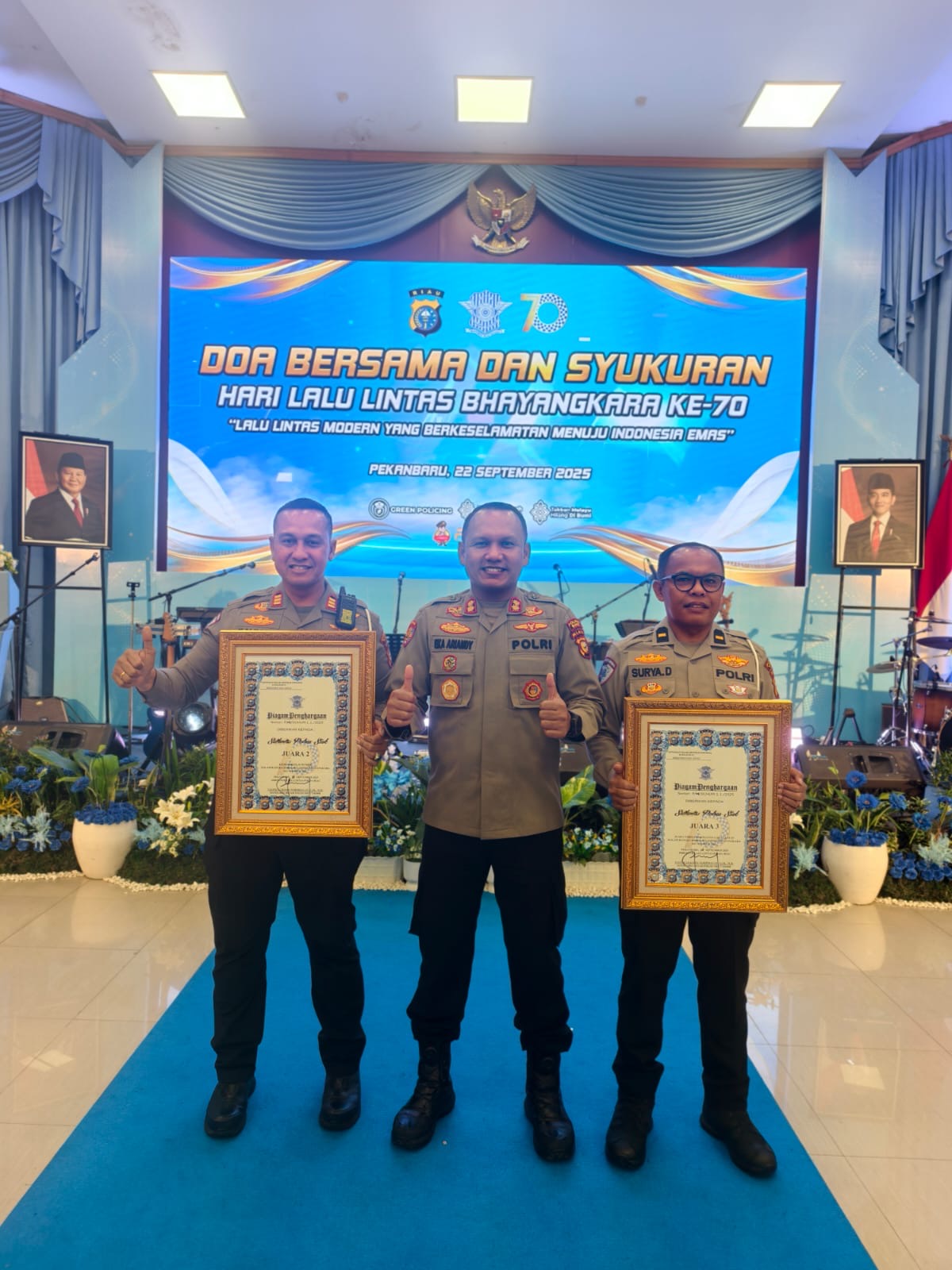 Peringatan HUT ke-70 Lalu Lintas, Polres Siak Raih Dua Juara Bergengsi