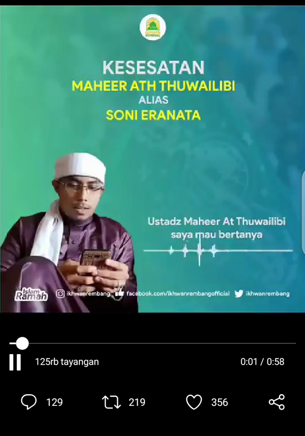 Rekaman Ceramah Maheer Ath Thuwailibi Tersebar, Warganet Kembali Meradang