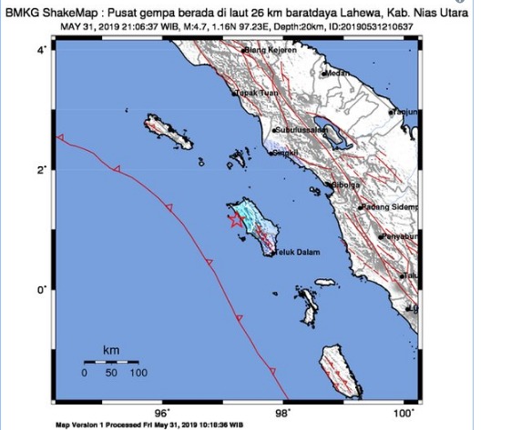 Gempa M 4,7 Guncang Nias Utara, Sumber Berada di Laut