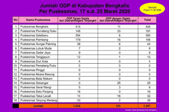 Jumlah ODP Corona di Kabupaten Bengkalis 1.357 Orang