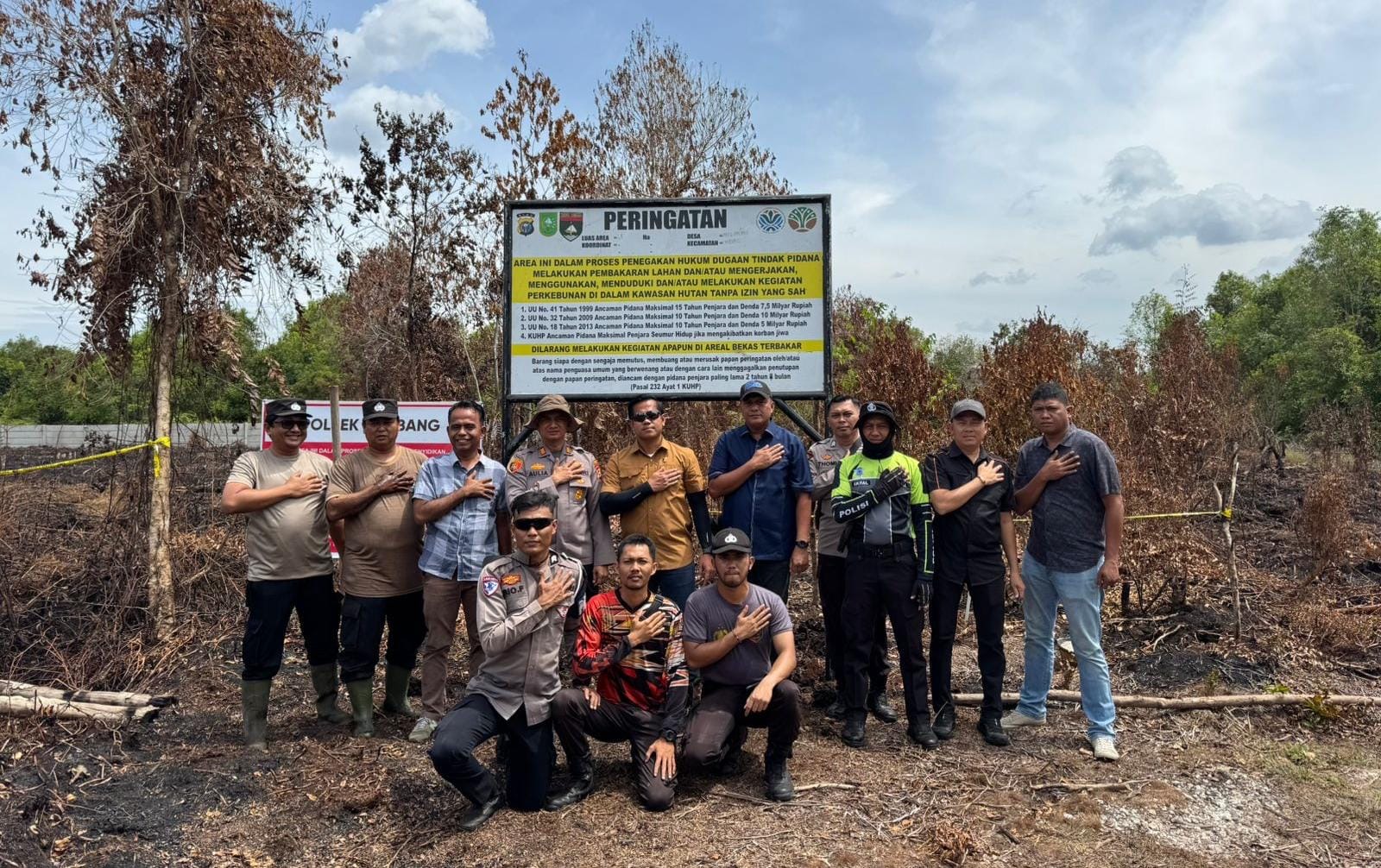 Pasang Police Line dan Papan Peringatan, Polisi Periksa Saksi Usut Kebakaran Lahan di Rimbo Panjang