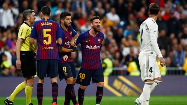 Barca Permalukan Madrid di Bernabeu, Ramos dan Messi Cekcok