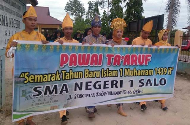 Sambut Tahun Baru 1439 H, SMAN 1 Salo Taja Pawai Taaruf