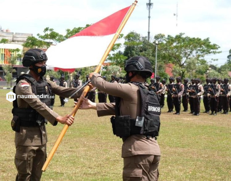 100 Personel Brimob Polda Riau Pulang dari Papua