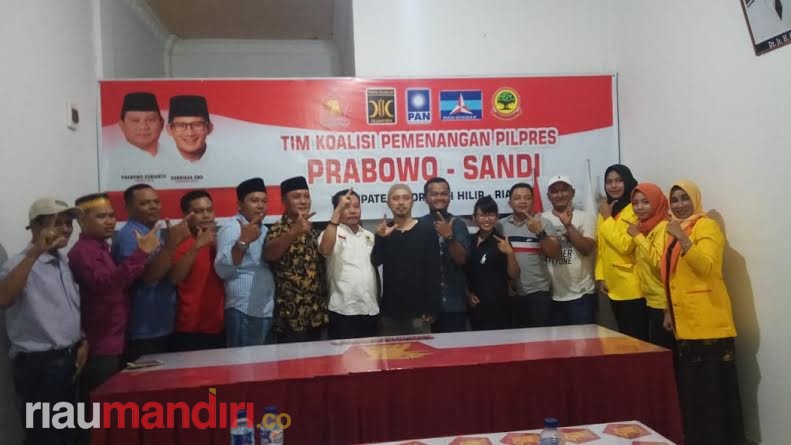Terpilih Aklamasi, Ardiansyah Pimpin Tim Koalisi Parpol Pemenangan Prabowo-Sandi di Inhil