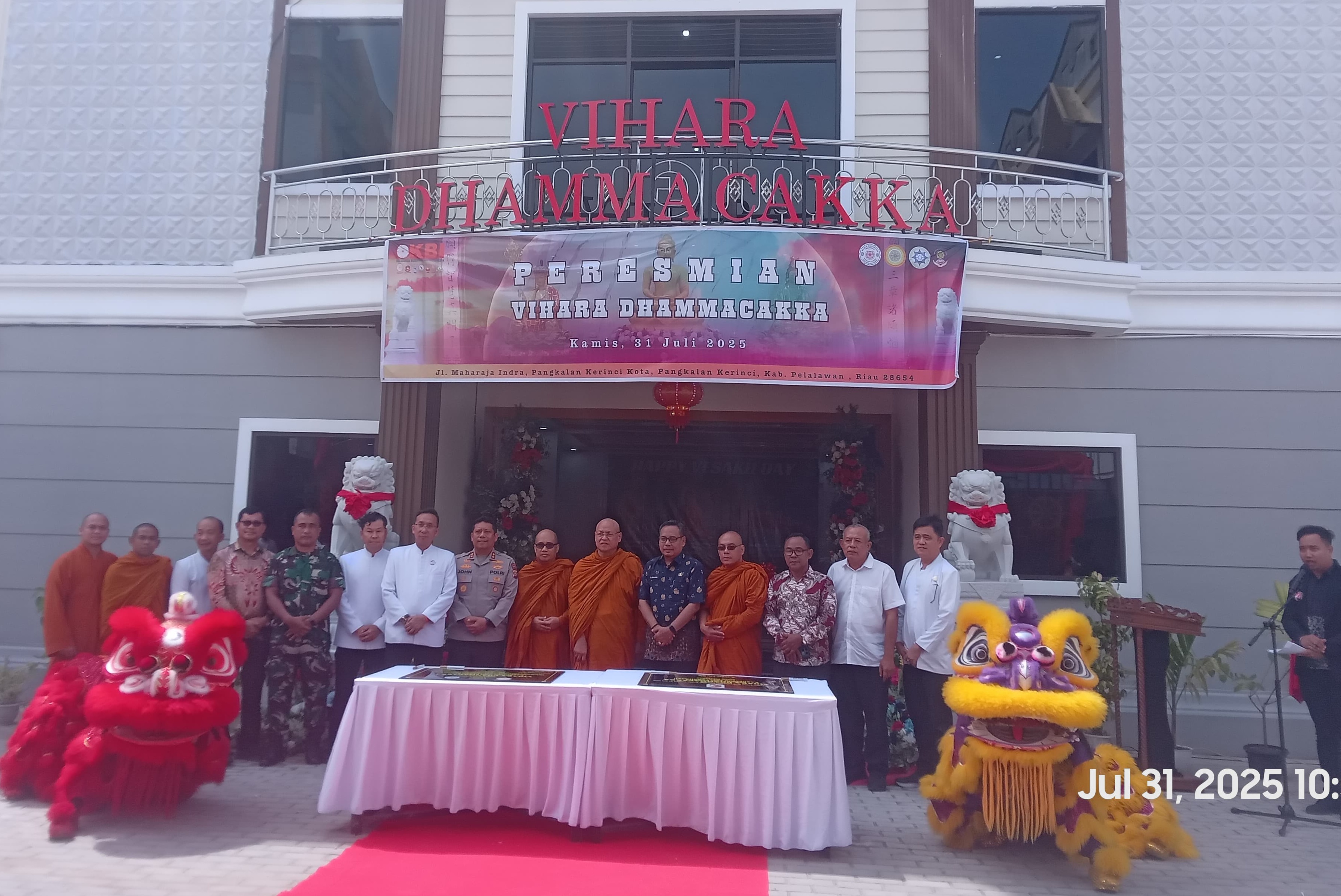 Resmikan Vihara Dhammacakka, Pemkab Pelalawan: Wujud Kerukunan Umat