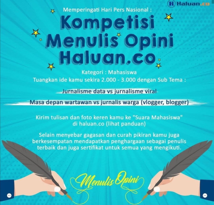 Berhadiah Jutaan Rupiah, Segera Kirim Tulisan Mu! Deadline 15 Februari 2020