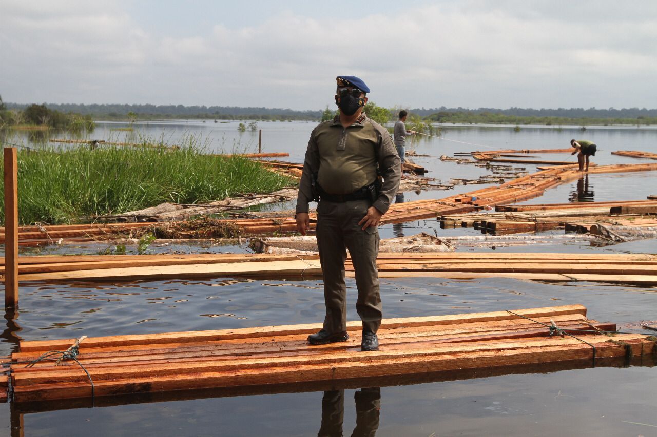 120 Rakit Kayu dan Alat Tebang Disita, Kapolda Tegaskan Buru Kelompok Mat Ari si Anak Jenderal