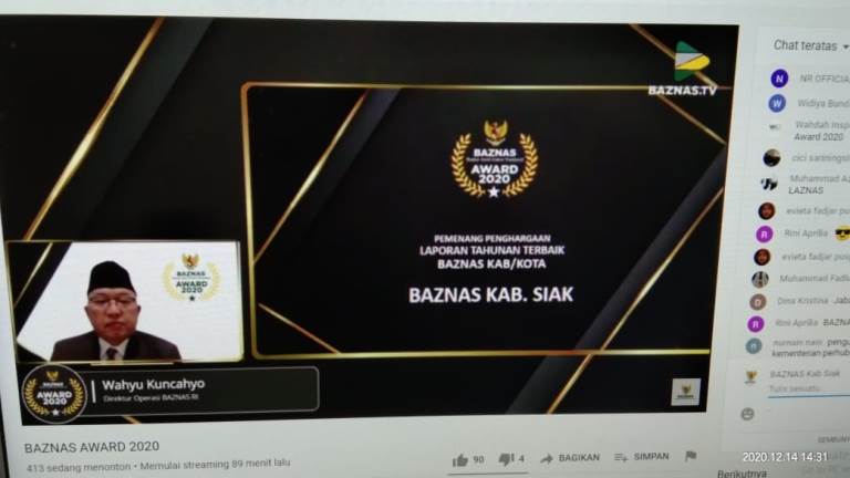 Baznas Siak Kembali Raih Anugerah Award Kategori Laporan Tahunan Terbaik