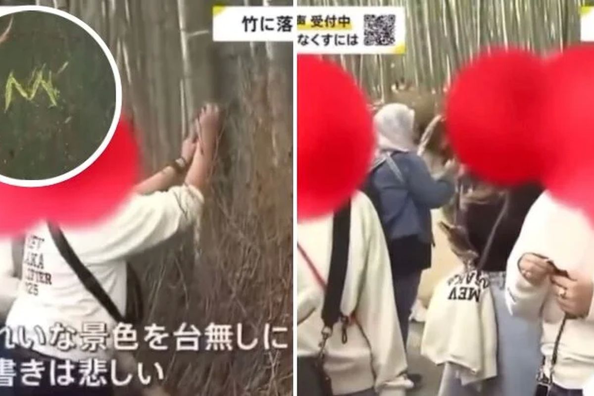 Turis Asal Malaysia Kepergok Mencoret Bambu di Kyoto