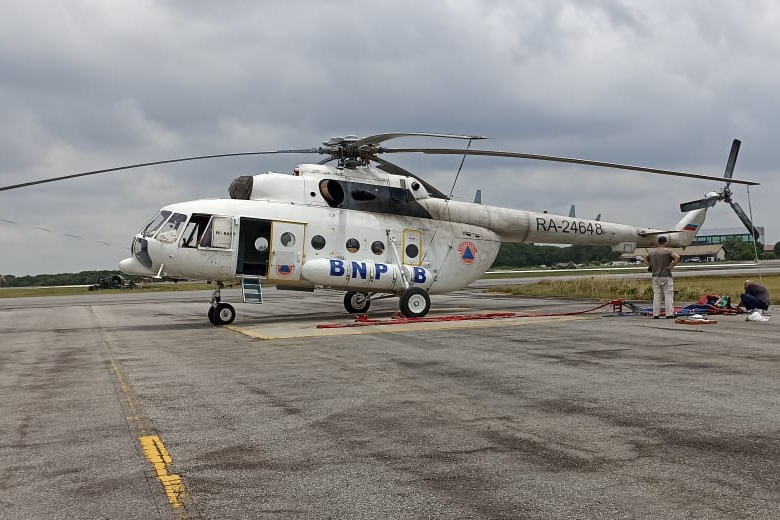 Helikopter MI-8 Mendarat di Riau Bantu Penanggulangan Karhutla