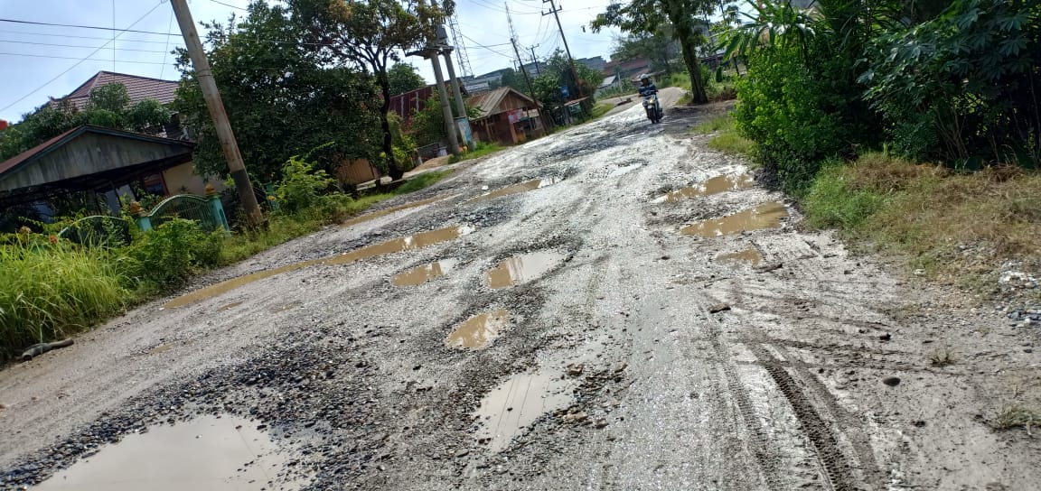 Berstatus Jalan Provinsi, Begini Kondisi Jalan Azki Aris Rengat yang Sangat Memprihatinkan