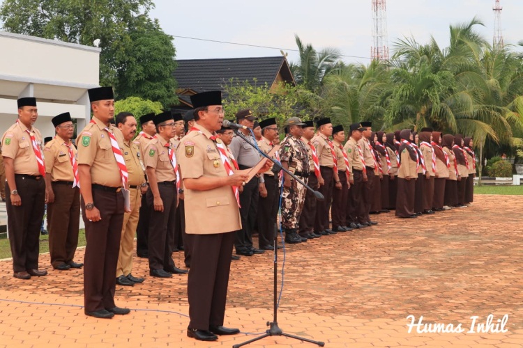 HM Wardan Pimpin Apel Gelar Senja Kwarcab 04.02 Gerakan Pramuka Inhil