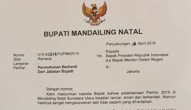 Jokowi Kalah di Mandailing Natal, Bupati Kader NasDem Mengundurkan Diri