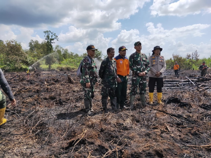 Dipimpin Dandim 0321, Satgas Karhutla Berjibaku Padamkan Api di Rantau Bais Rohil