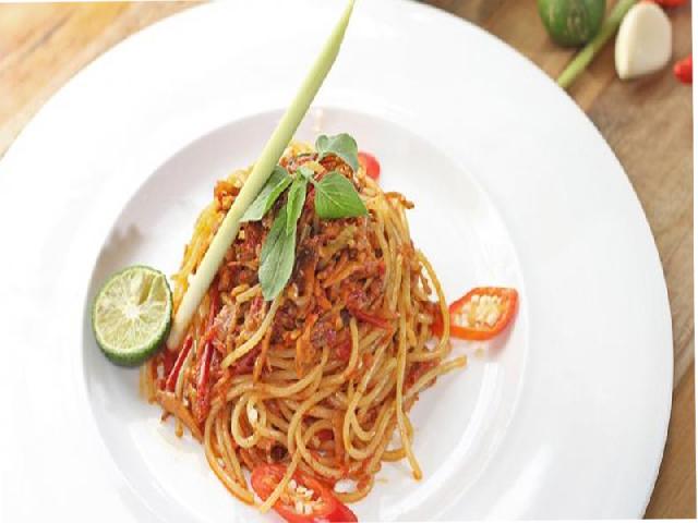 Spaghetti Sambal Teri dari Indonesia