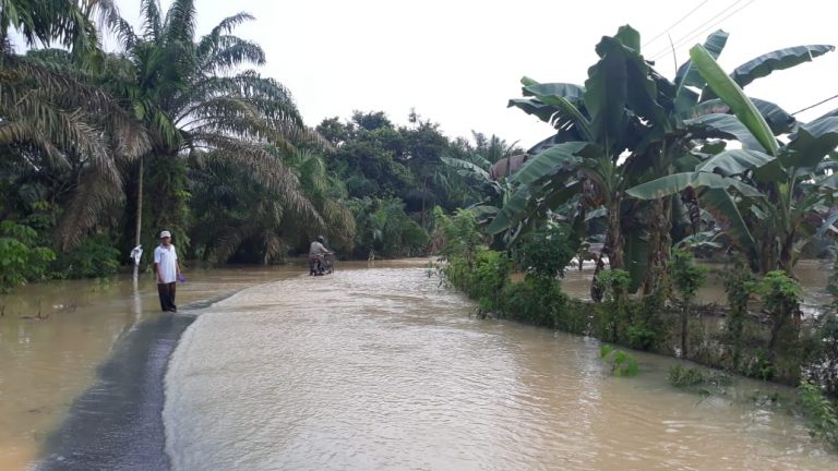 Di Saat Corona Mewabah, Sejumlah Jalan Penghubung Desa di Kampar Kiri Terendam Banjir 