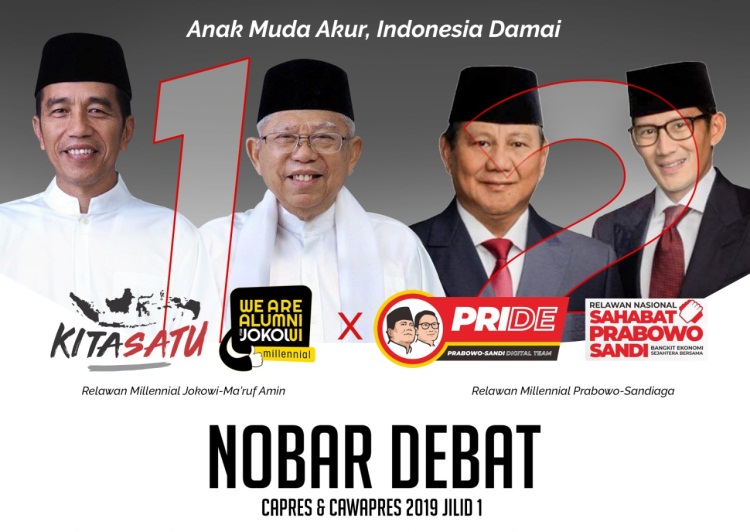 Relawan Prabowo-Sandi di Pekanbaru Gelar Nobar Debat Capres, Terbuka Untuk Umum