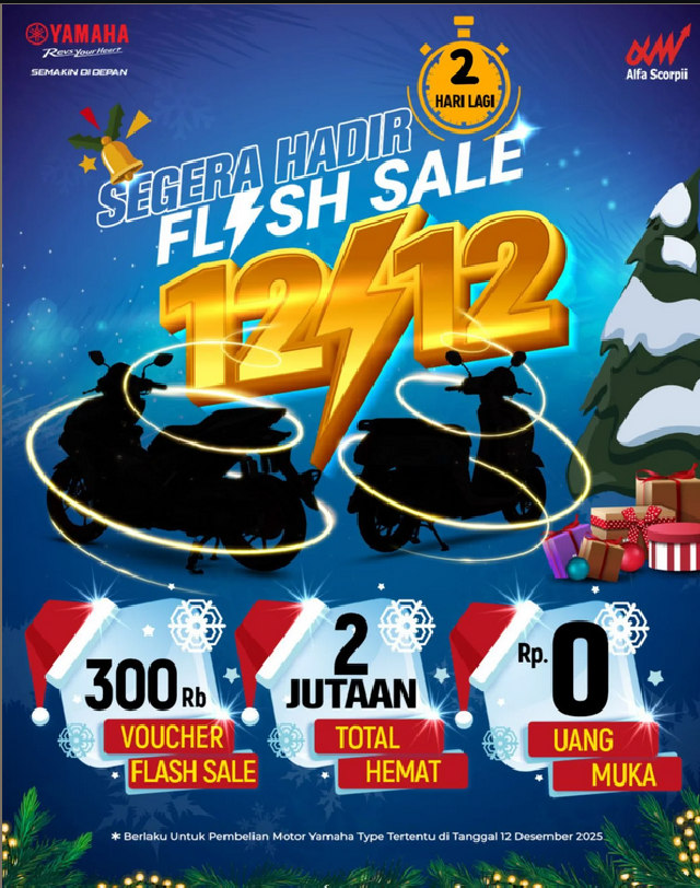 Flash Sale 12.12, Yamaha Alfa Scorpii Siapkan Promo 'Terganas' Akhir Tahun