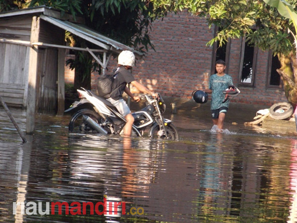 Tinjau Lokasi Banjir di Rantau Kopar Rohil, Wagubri Serahkan Bantuan Sembako