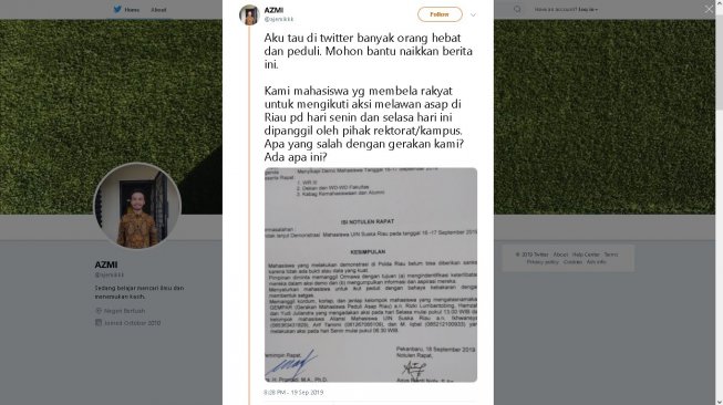Viral Curhat Mahasiswa UIN Suska Riau Diancam DO Jika Ikut Demo Karhutla