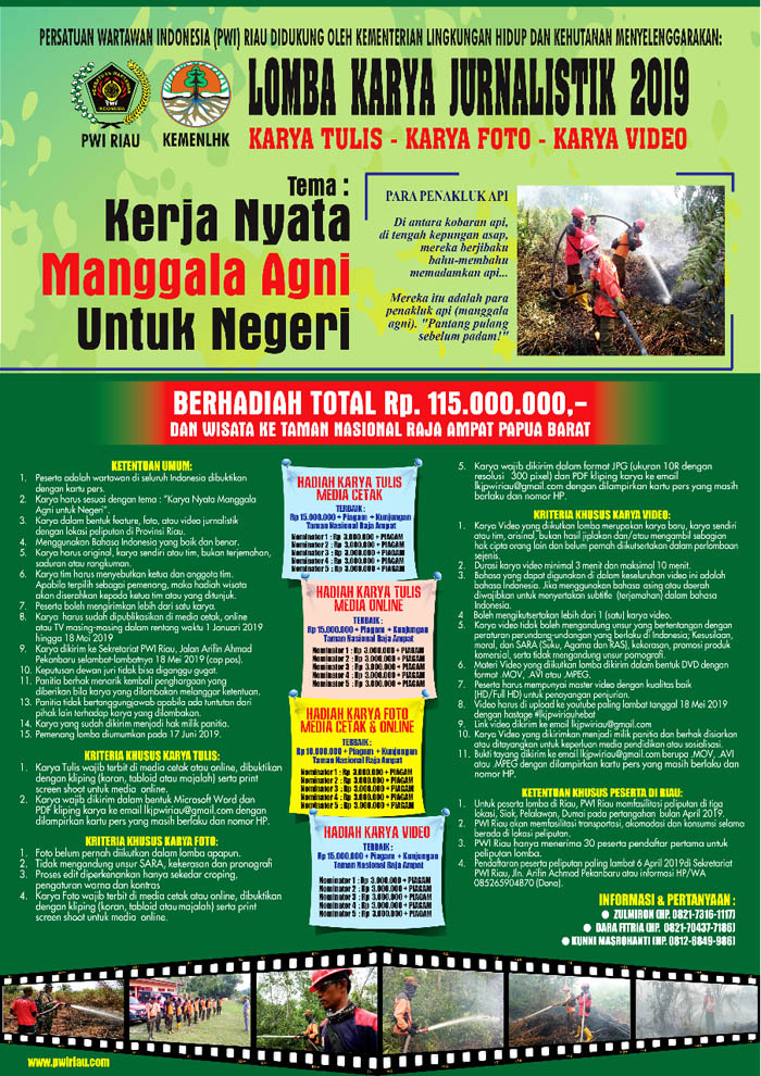 Berhadiah Rp115 Juta, PWI Riau dan Kementerian LHK Gelar LKJ 