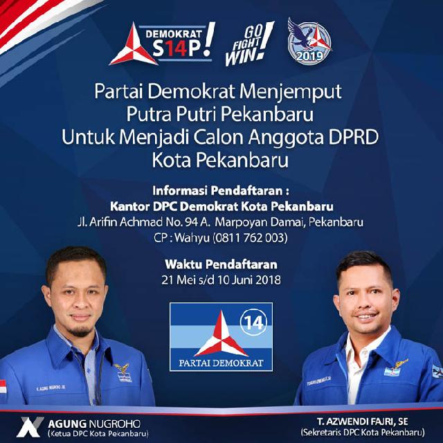 DPC Demokrat Pekanbaru Buka Pendaftaran Caleg 