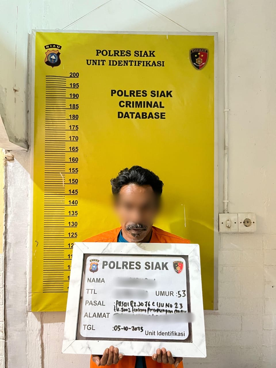 Seorang Pria 53 Tahun di Sungai Apit Diringkus, Diduga Cabuli Perempuan di Bawah Umur