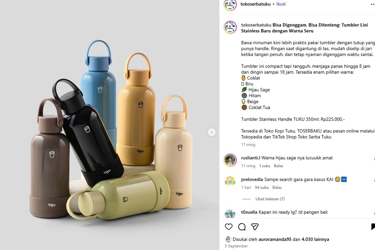 Harga Tumbler Tuku yang Bikin Heboh, Berapa Sih Sebenarnya?