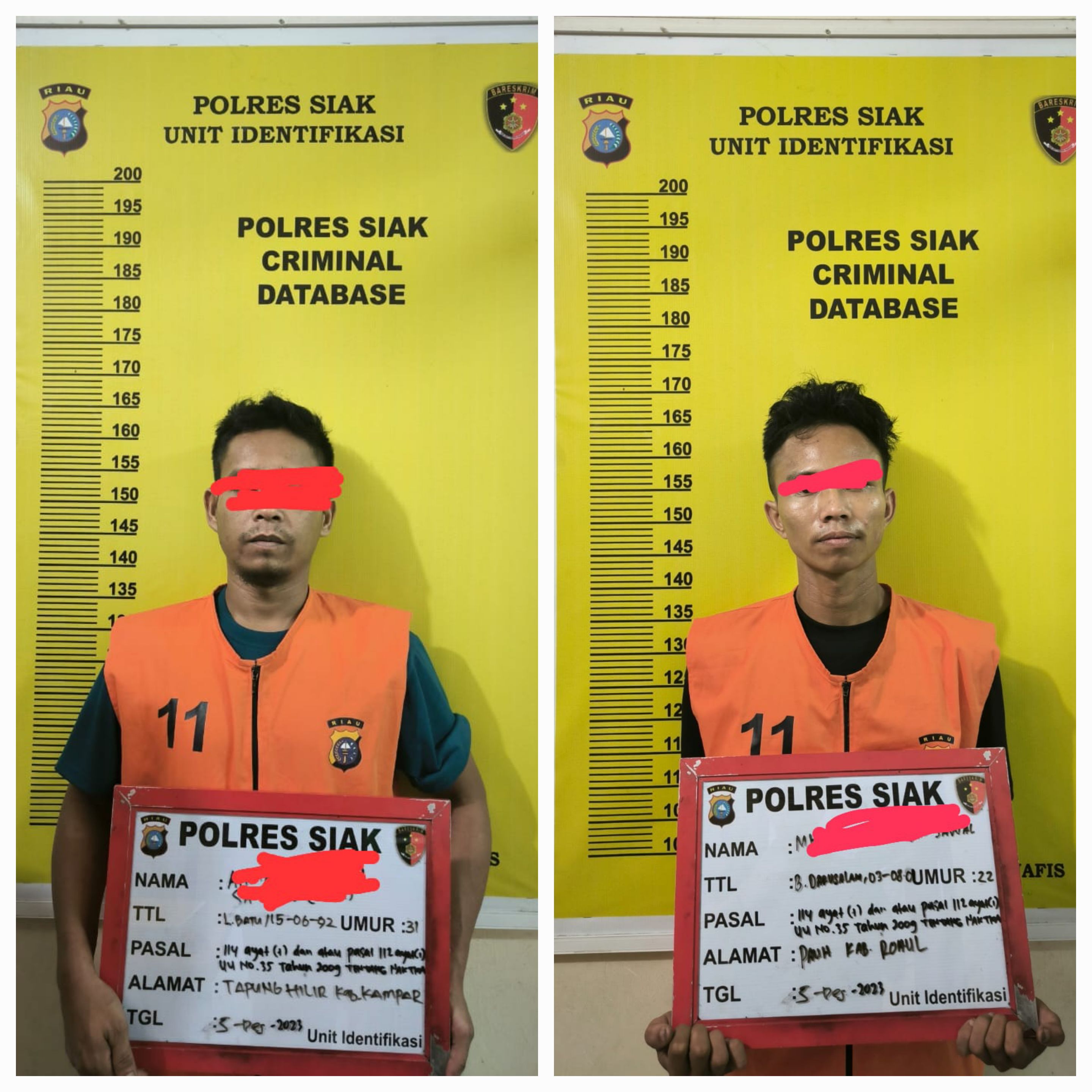 Polisi Tangkap Dua Orang Pengguna dan Pengedar Sabu di Siak