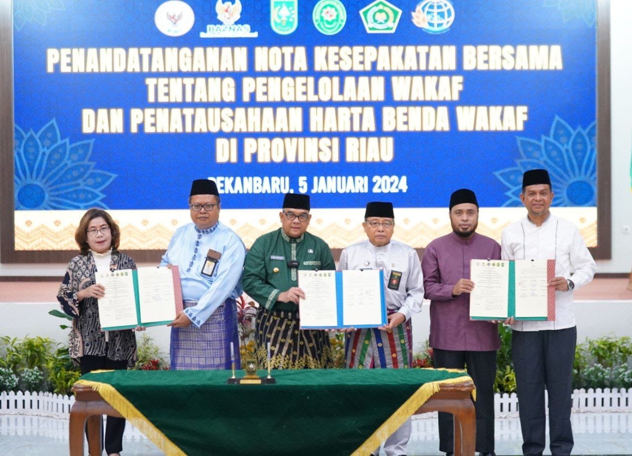 Pemprov Riau Teken Mou untuk Maksimalkan Pengelolaan Wakaf dan Penatausahaan Harta Benda