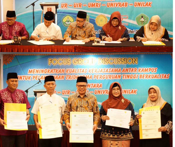 Rektor UIR Teken Kerja Sama Pendidikan dengan 4 Universitas di Pekanbaru