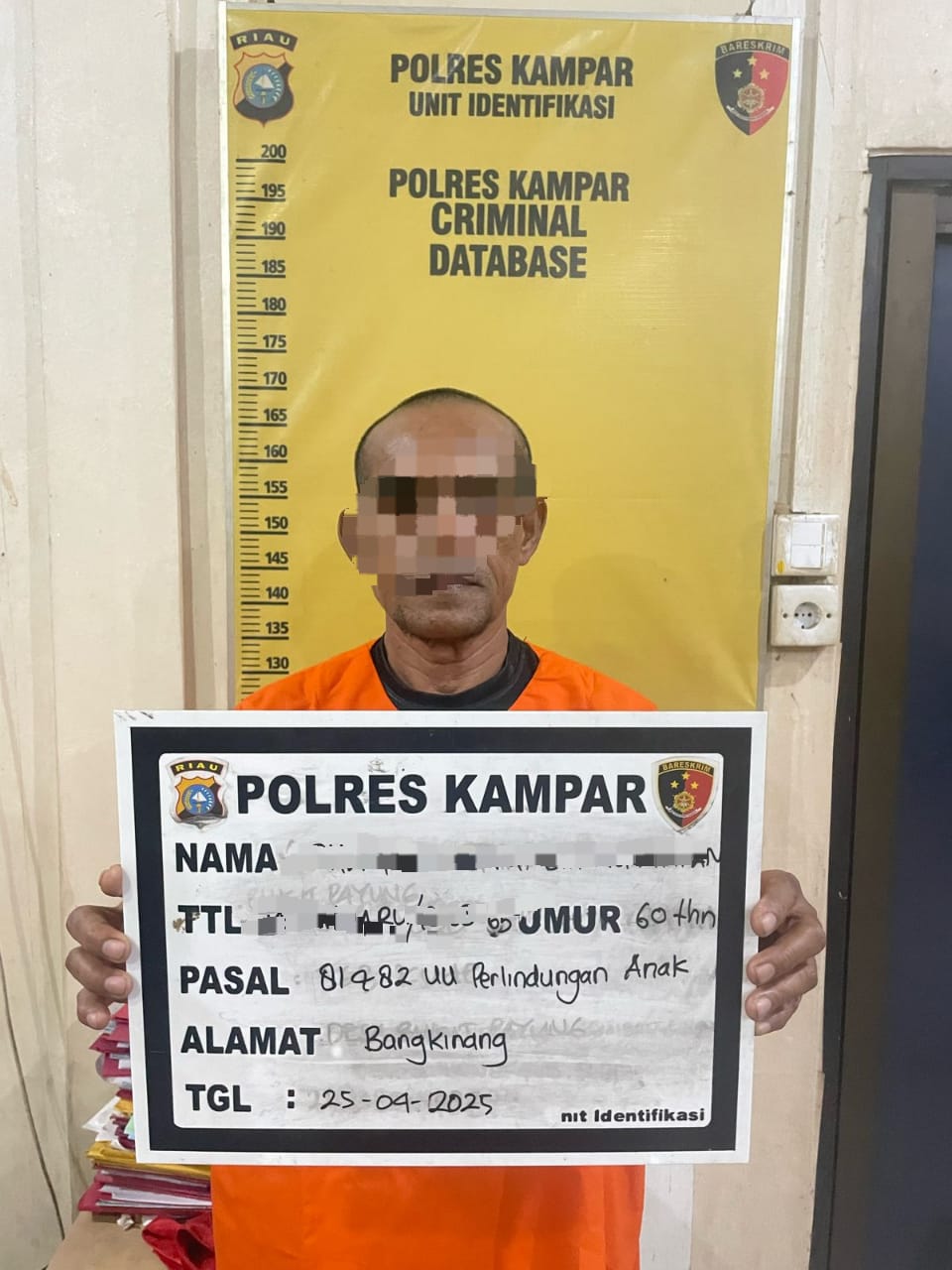 Pensiunan PNS di Kampar Diringkus Diduga Cabuli Anak Dibawah Umur