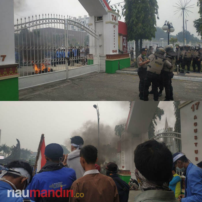 Demo di Kantor Gubernur Riau Ricuh, Sejumlah Mahasiswa Terluka Dilarikan ke Rumah Sakit