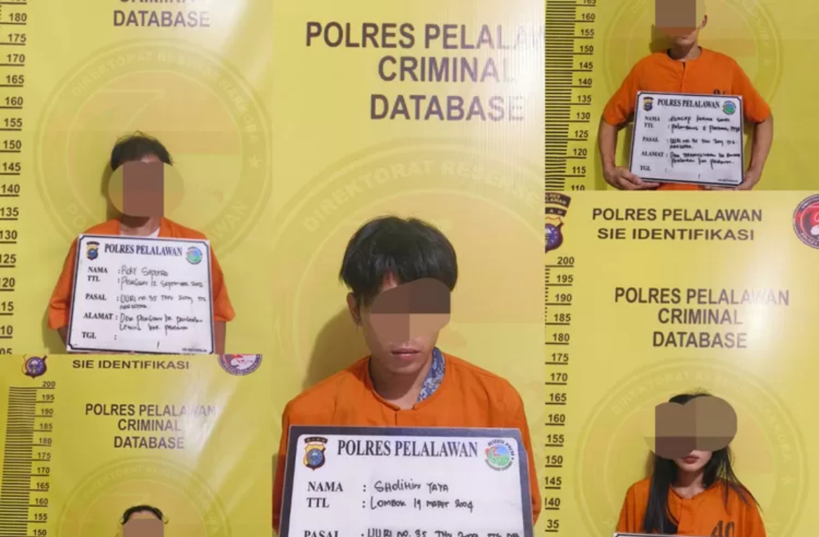 Polres Pelalawan Tangkap Jaringan Narkotika, 6 Tersangka Diamankan