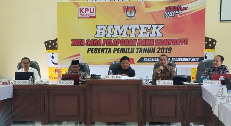 KPU Kampar Taja Bimtek Tata Cara Pelaporan Dana Kampanye Pemilu 2019