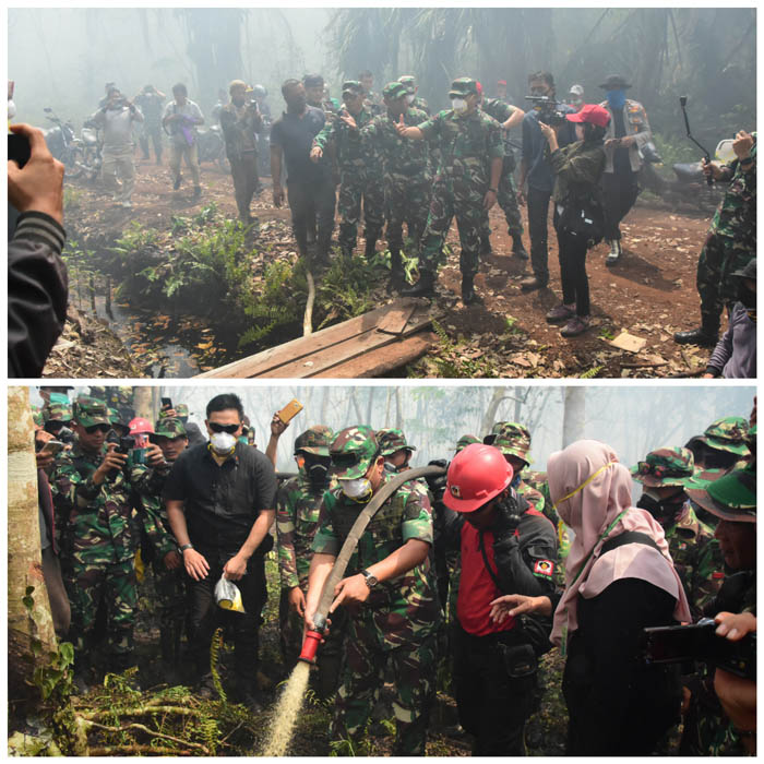 Panglima TNI Didampingi Pangdam I/BB Tinjau Lokasi Kebakaran Lahan di Pulau Rupat